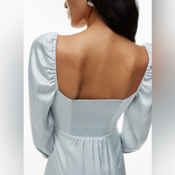 Wilfred Bridgerton Satin Dress Sterling Blue Size 10 Aritzia #106194 - Picture 6 of 12